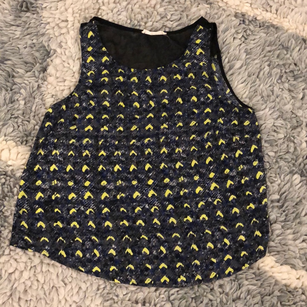 Black Yellow and Blue Printed Crop Top by Lush